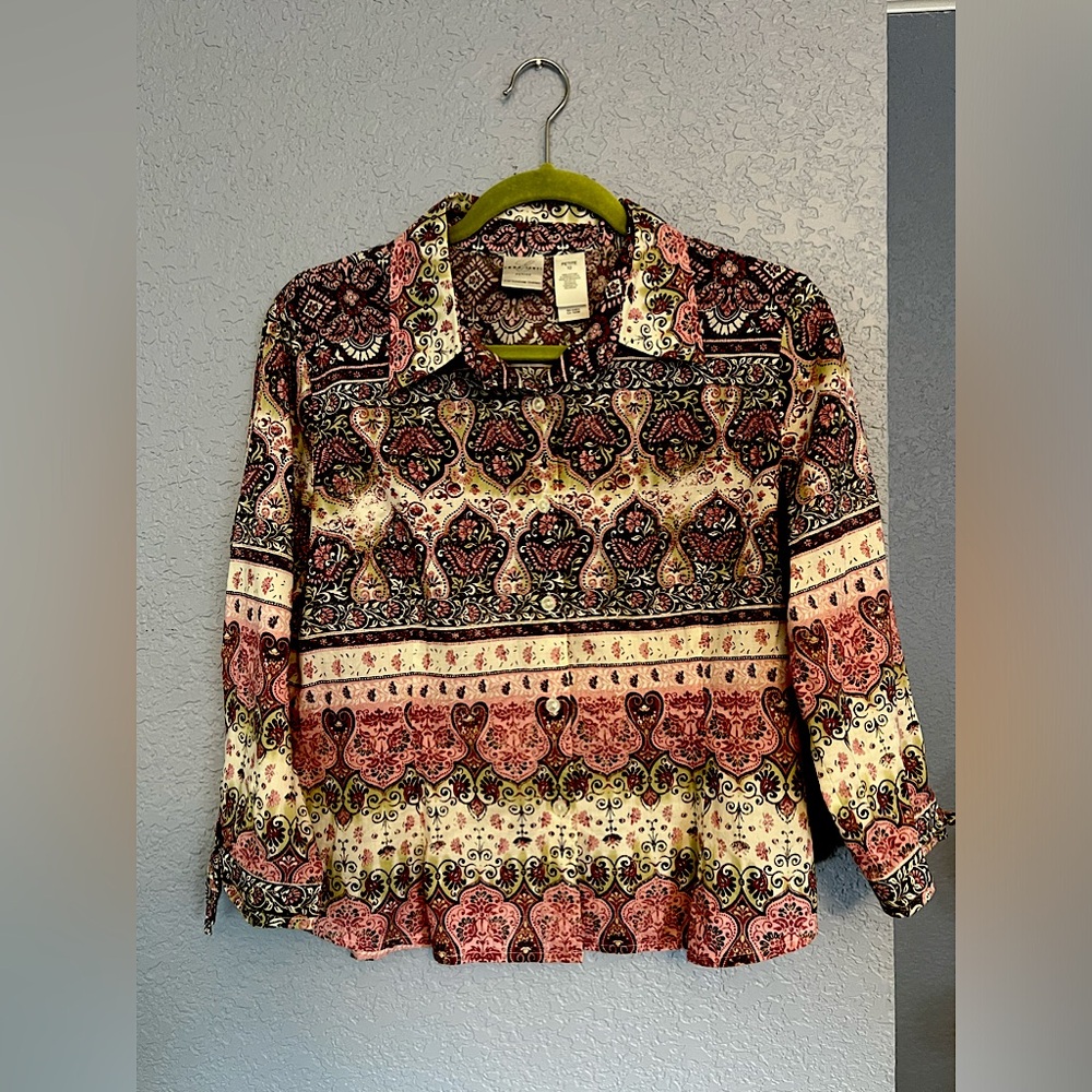 Emma James By Liz Claiborne | Floral Paisley | Button-up Collared Shirt | 12P